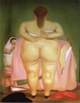 Woman Stapling Her Bra Fernando Botero Oil Paintings